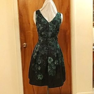 Dress, black, green, floral, size 16, XL, pockets